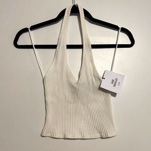 Zara Halter Crop Top | Cream White | Size S